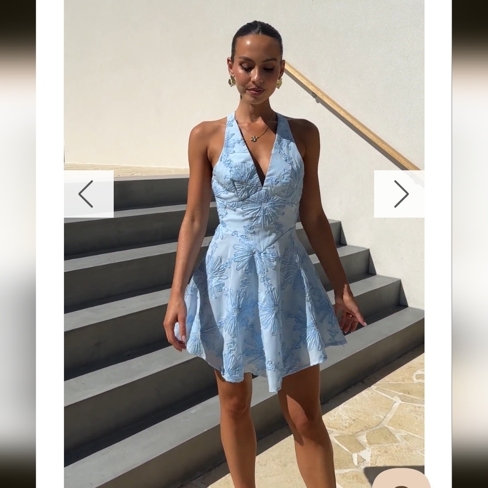 NWT Billy J Zaidin Mini Dress Blue White Floral AU10 US6 Medium